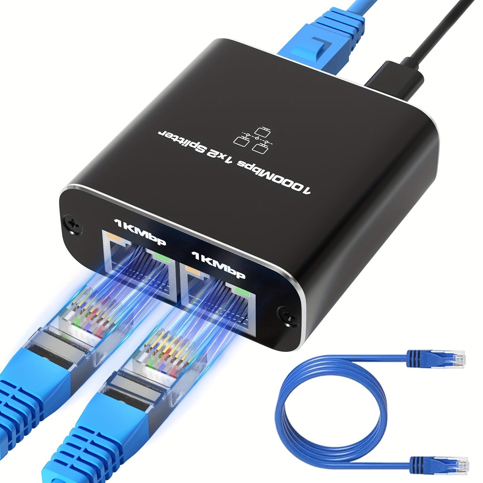 

Ethernet Splitter 1 To 2 High Speed 1000mbps, Gigabit Ethernet Splitter, Lan Splitter With Usb Power Cable, Rj45 Splitter For Cat5/5e/6/7/8 Cable[2 Devices Simultaneously Networking]