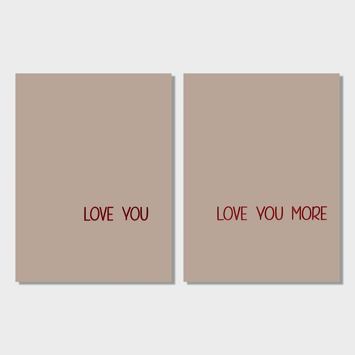 2d Flat, 2d Flat, 2pcs/set Red Modern Valentine's Day Poster Minimalist Couple Wall Art, Unframed
