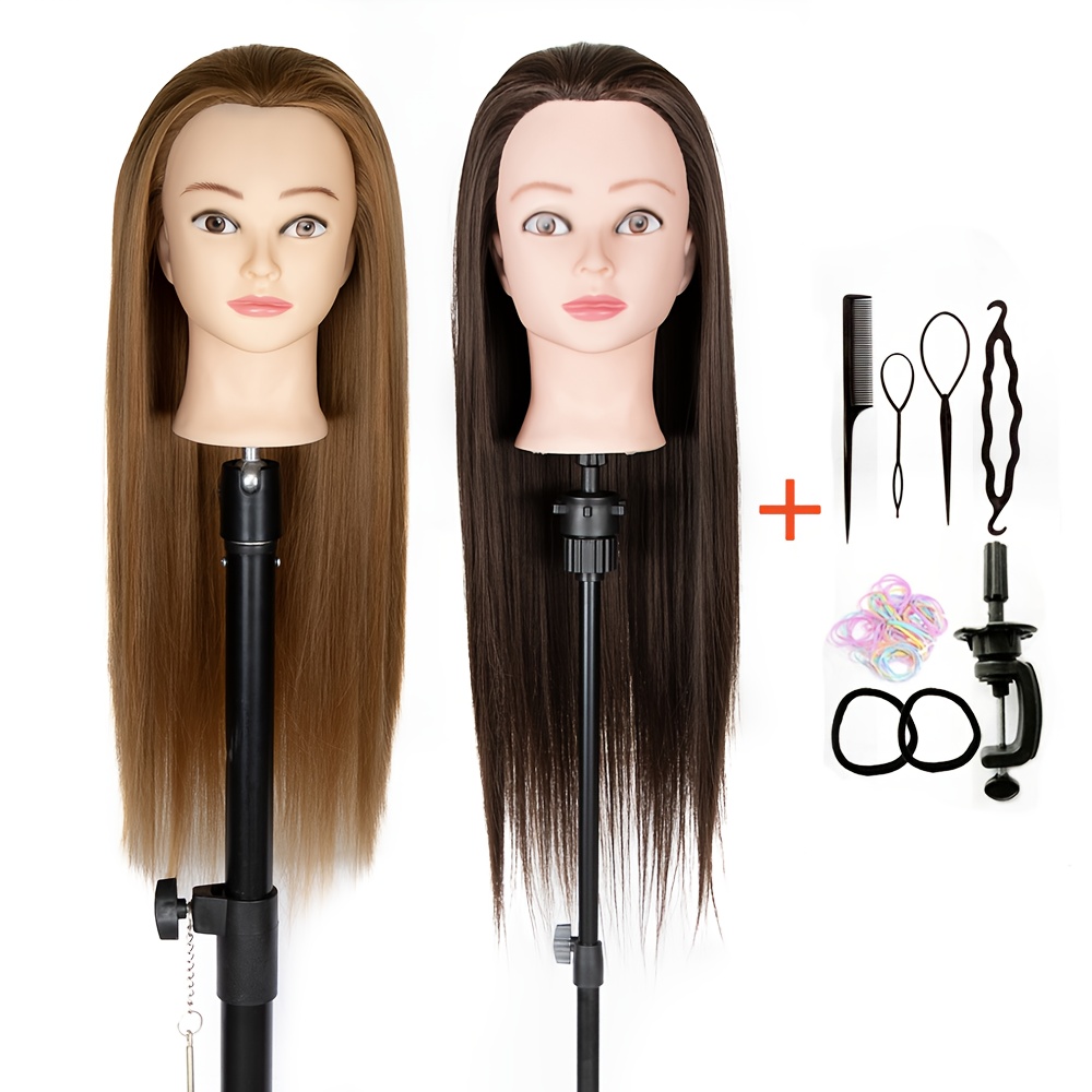 24 inch hairdressing mannequin head made of synthetic fibers complete with a clamp and a braiding kit suitable for halloween props and for adults of any gender Product details 1