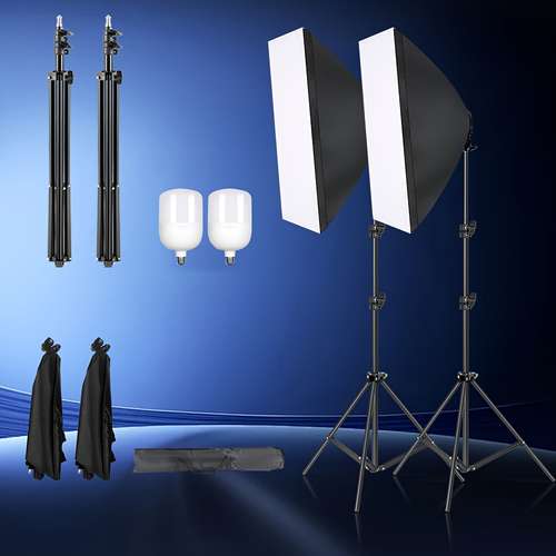 softbox lighting kit 2 pack 50x70cm softbox 135w led bulb photography continuous lighting kit for portrait video recording