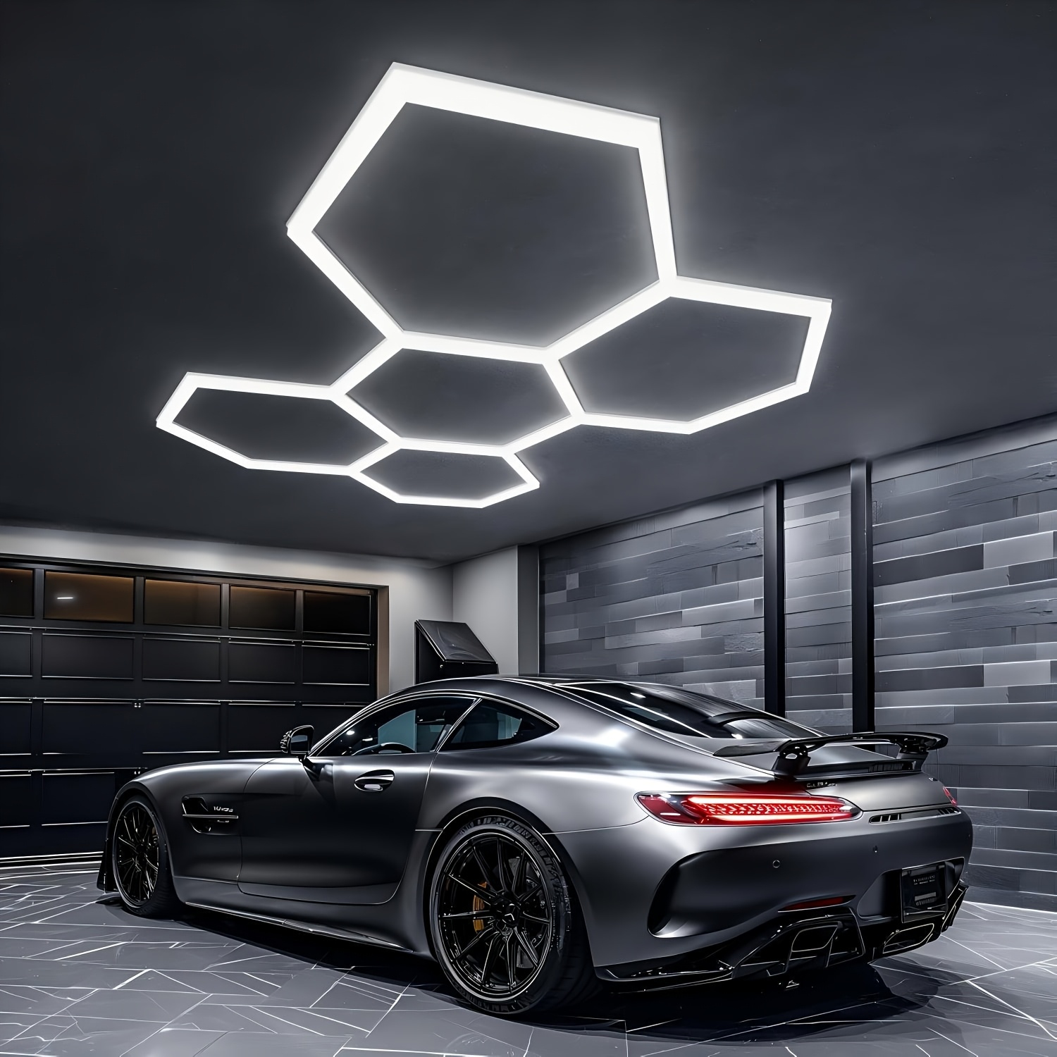 TEMU 24-pack Hexagon Led Garage Lights, Larger Size, 26400 Ceiling Led Shop Lights For,, Gyms, Basements, And Car Wash Areas.