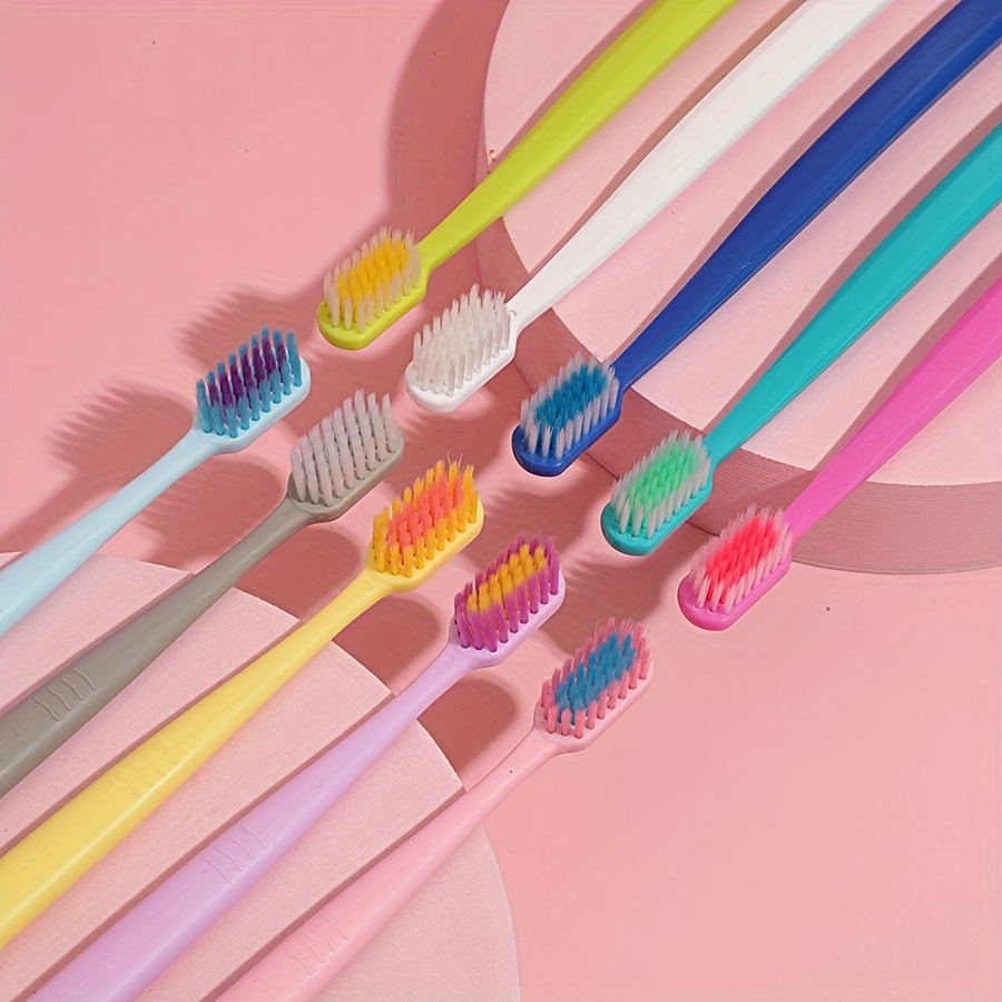 

10-pack Macaron Ice Cream Candy Color Soft Bristle Manual Toothbrush Set For Adults With Polyester Bristles