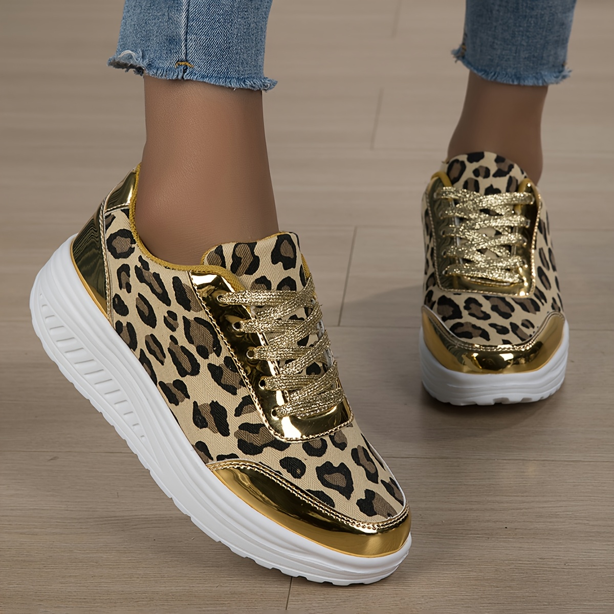 TEMU Women's Trendy Athletic Shoes, Running Shoes For Street Style And Summer, Lace-up Casual Shoes With Thick Soles For Added Height, Featuring