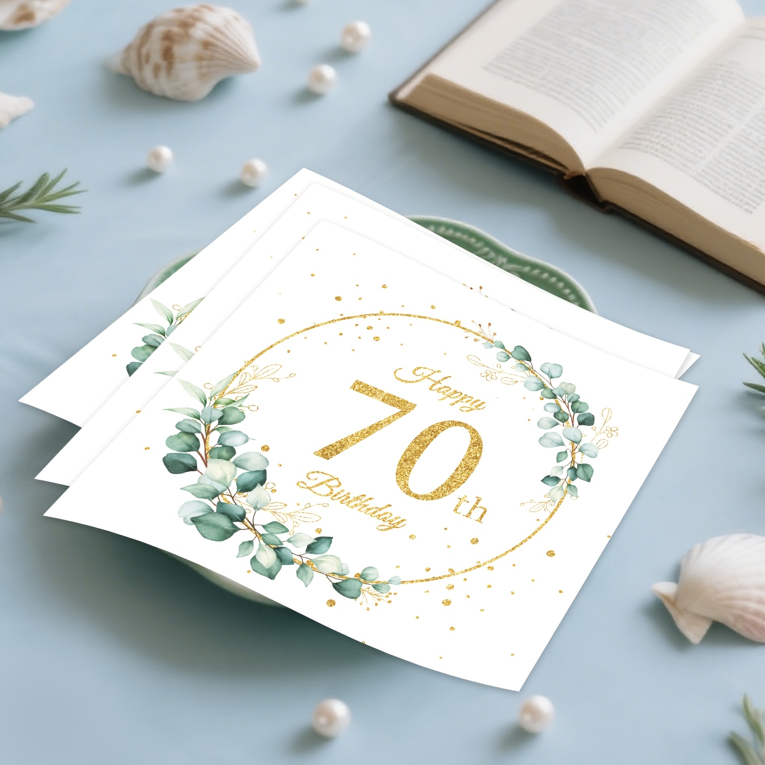 TEMU Articles de fête d'anniversaire sur le thème de la couronne de sauge - 20 serviettes de papier jetables adaptées aux célébrations d'anniversaire