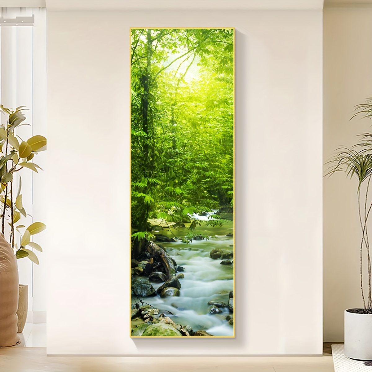 TEMU 1pc Stream Canvas Wall Art - Contemporary Landscape Decor, Ideal Gift For , Living Room, Bedroom, Office - Waterproof, , Fabric Print, , Living