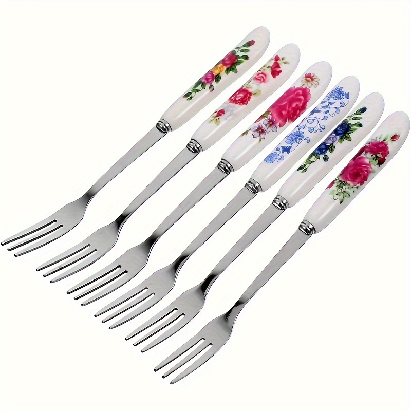 

Stainless Steel Dinner Forks With Ceramic Handles - Dessert Forks For Home, Restaurant, And Kitchen Use