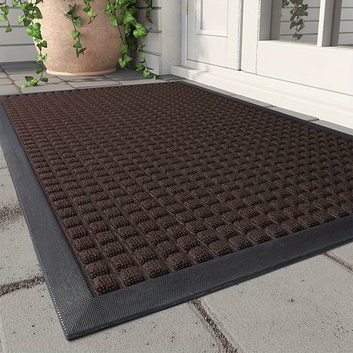 1pc thick rubber non slip front door mat suitable for entryway welcome with backing indoor outdoor entrance rubber polypropylene for entrance suitable for entryway
