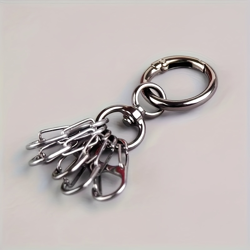 Image of A Set Of 5 Alloy Keychains In A Minimalist Style, Featuring -release Design With -degree Swivel Clasp. Suitable For Keys And Mini Flashlights, With High-strength Key Hooks