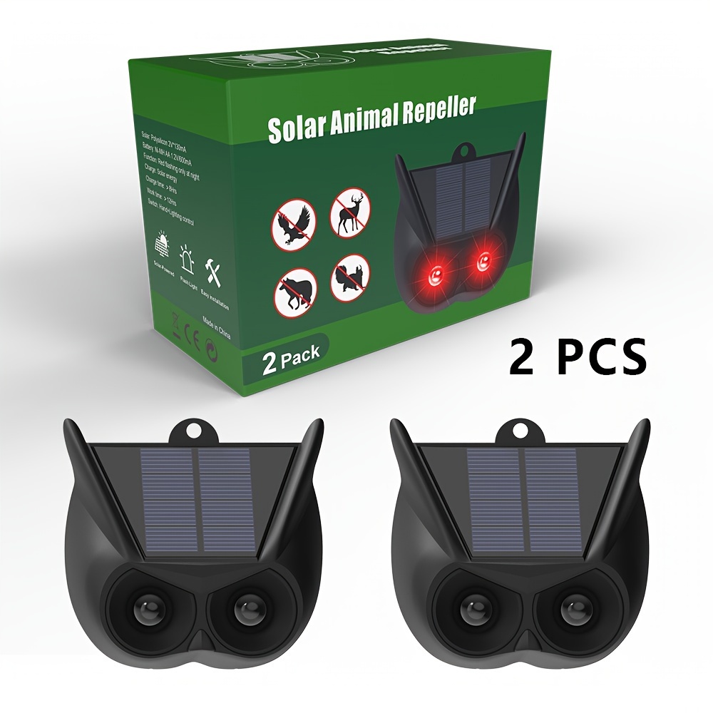 Image of 2pack Solar Animal Repeller Outdoor Animal Deterrent Upgraded Frequency Flashing Lights, Animal Repellent Device For Fox Skunk Chicken Coop Farm Yard Garden