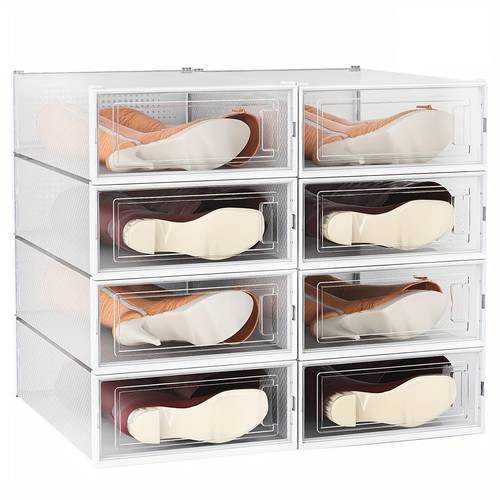 item picture 4 8 10 12pcs boot shoe storage box stackable clear plastic shoe organizer with clear door for storing women shoes 20 5 x 12 5 x 5 5