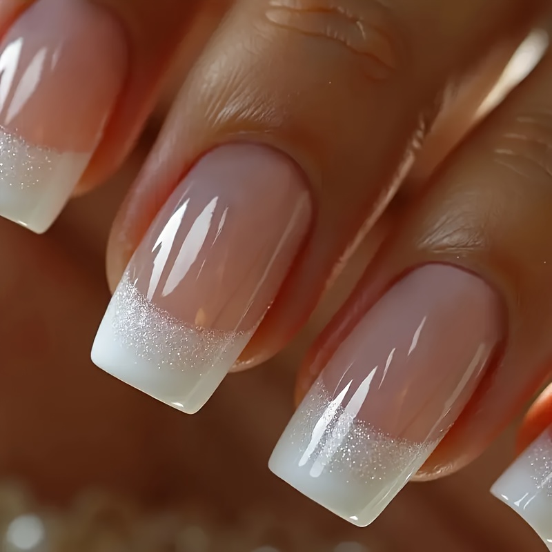 Upgrade Your Look: 24pcs Medium-length Square Press-on Nails, , Glossy Finish, Detachable False Nails For Nail Extensions, Includes Jelly Glue And 1 Nail File