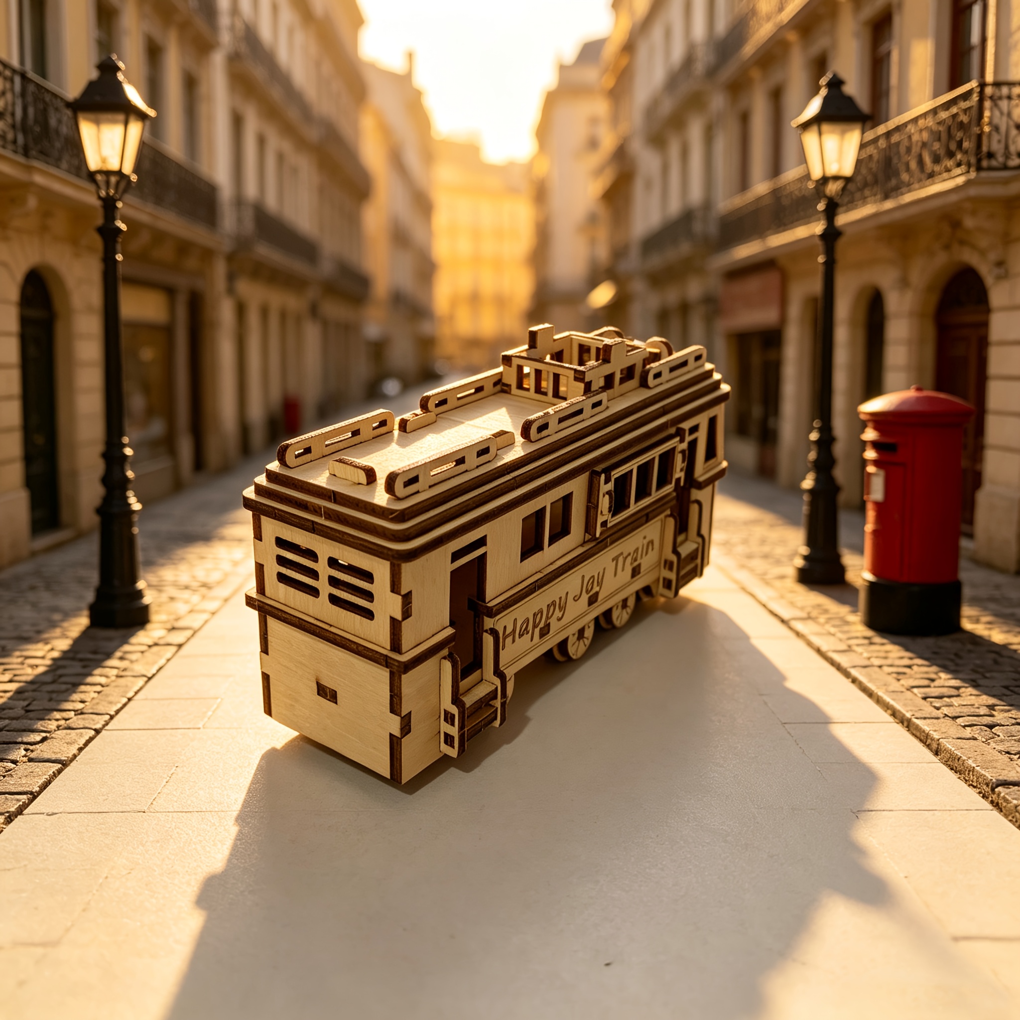 Vintage Wooden 3D Tram Puzzle