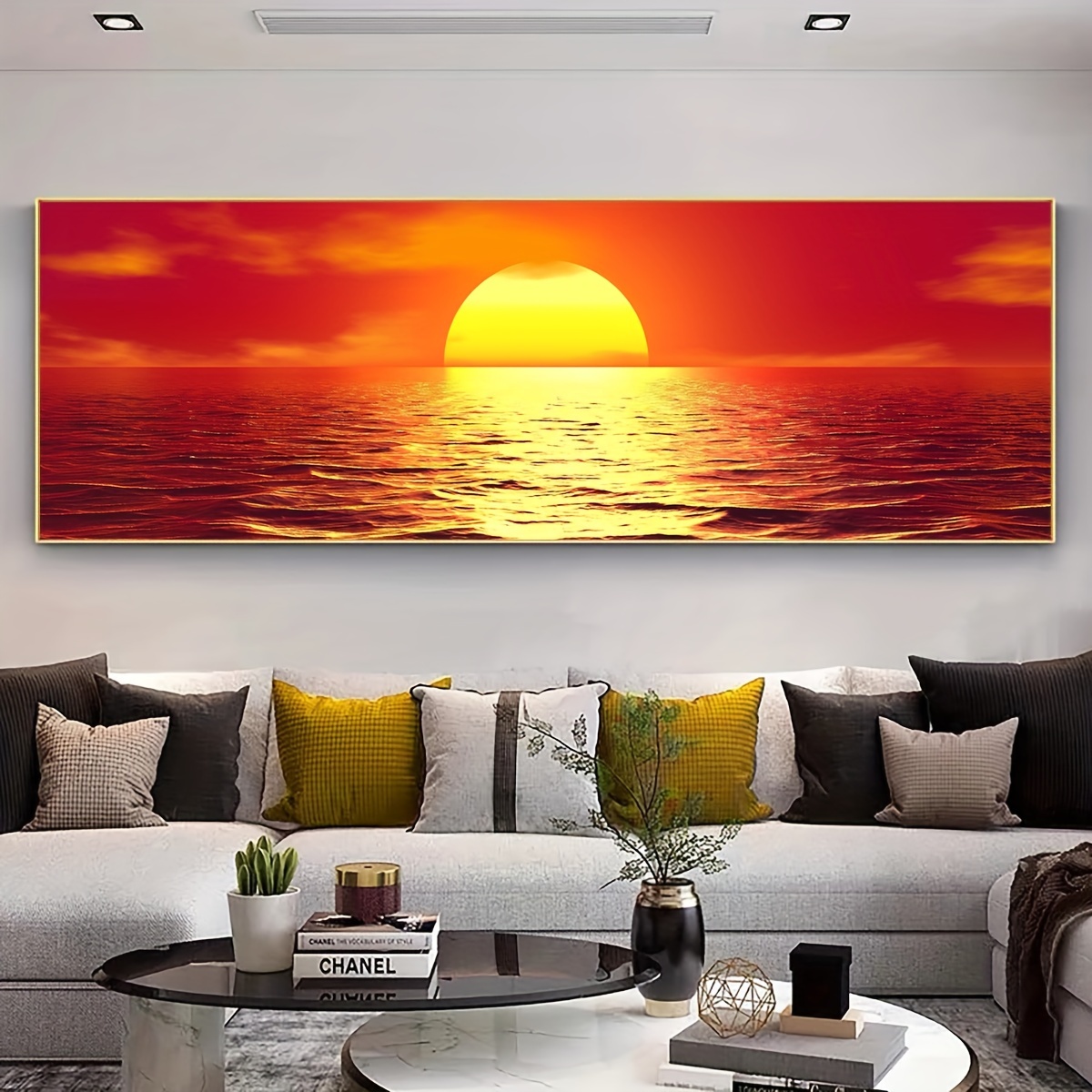 sonnenuntergang meereslandschaft leinwandkunst poster - schicke meeresblick wanddekoration für wohnzimmer, schlafzimmer, büro - wasserdichter & geruchloser stoffdruck -   geburtstagsgeschenk,  , strandige raumdekoration