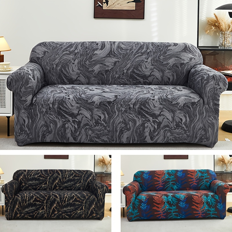 

Stretchable Sofa Cover With Anti-slip Fixing Stick, Modern Printed Design, Machine Washable - Fits Single To Four-seater Sofas, Anti-dirt, Dust-proof