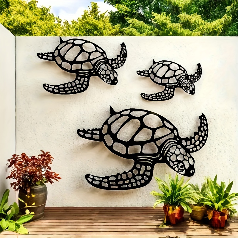 

3pcs Metal Turtle Wall Art Set - Ocean-themed Decor, Suitable For Living Room, Office, Garden And Aquarium