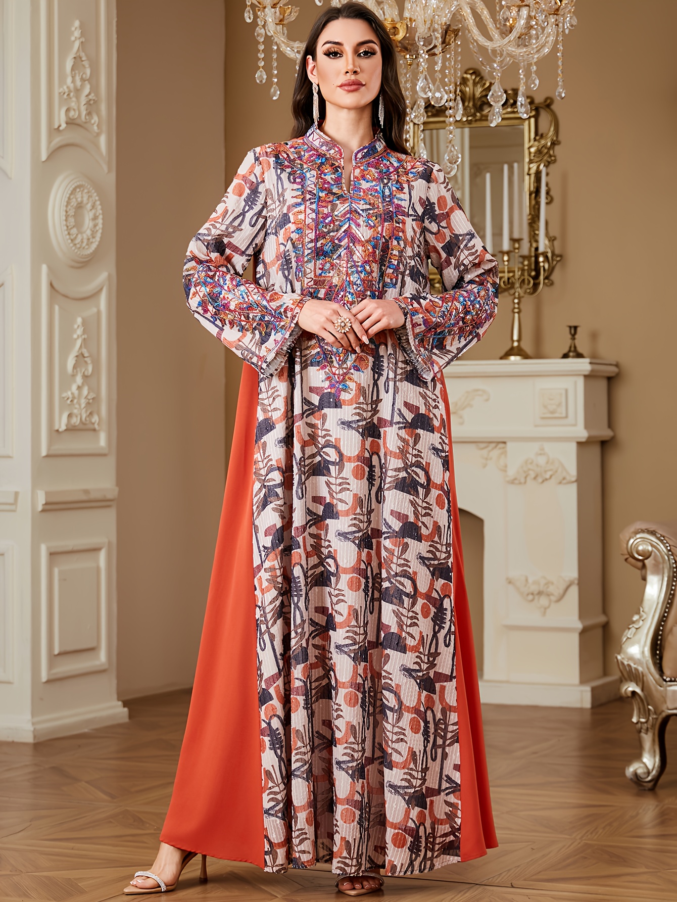 chinese dress ladies Arab Women Fashion Middle East Robe Long Sleeved Loose Casual Muslim A main image 1