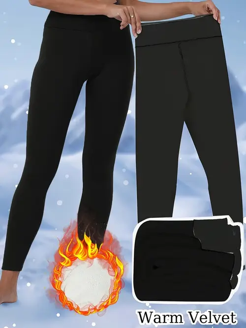 womens fleece lined high waist yoga leggings soft warm tummy control for winter workouts