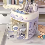 1个三丽鸥Hello Kitty与库洛米大容量桌面收纳盒 - 多功能化妆刷文具笔筒,粉丝理想礼物,耐用塑料材质