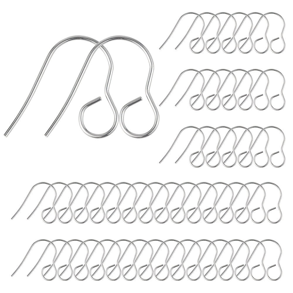 TEMU 100pcs Steel Flat Ear Hook Ear Wires With Horizontal Loop, 18mm, Hole Diameter: 4.6mm, Gauge: 20, Needle: 0.7mm, For Jewelry Making Accessories