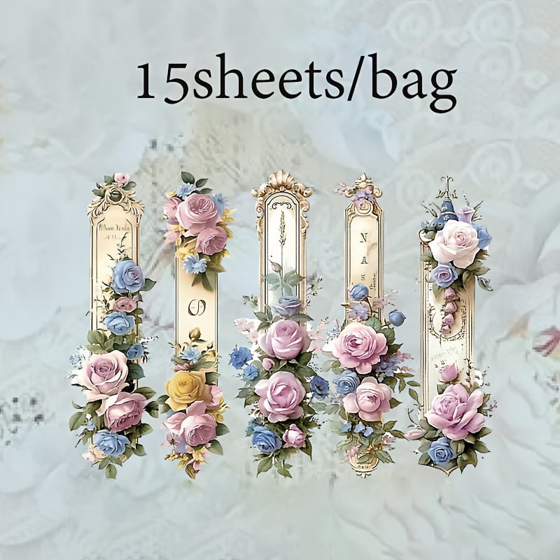 15 Sheets/bag, " Vine" Series Pet Stickers, , Diary, And Journal Decorative Accessories, Junk Journal Stickers, Arts And Crafts Decorative Stickers, Scrapbooking Supplies