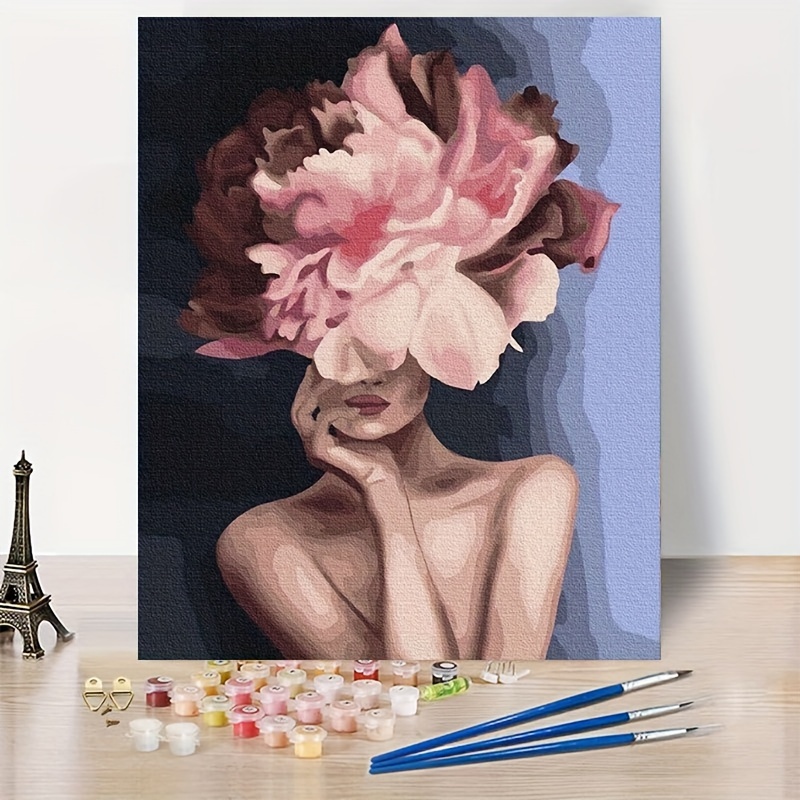 

1pc Painting By Numbers Woman Wearing Flower On Head Adults Acrylic Kits Suitable For Adult Beginner Enthusiasts 40x50cm/16x20in