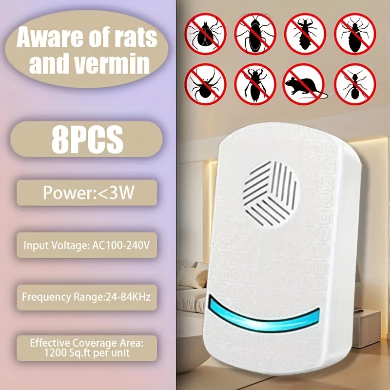 TEMU 6/8pcs Upgraded Technology Insect Repellent - Indoor Electronic Insect Repellent, Suitable For Mice, Roosterroaches, Ants, Insects, , Non-toxic