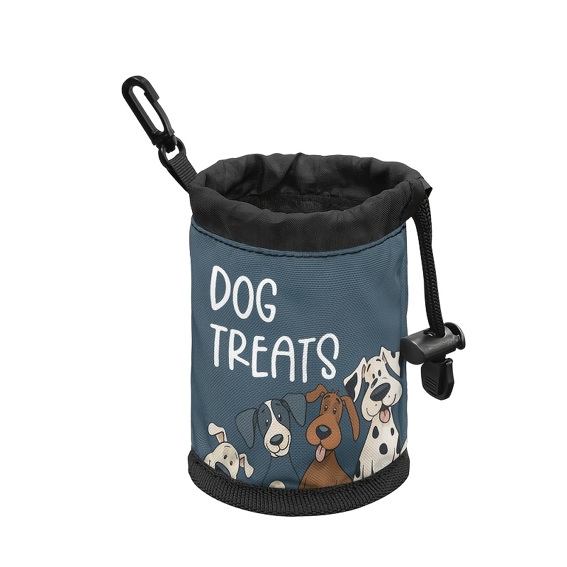 Image of Dog Treat Pouch With Clip - Portable & Durable Polyester Pet Training Bag, Dog Paw Design, Drawstring Zipper, Ideal For Snacks, Dog Snacks, Gifts For Pet Lovers