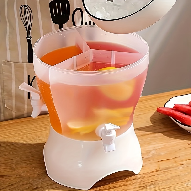 169oz Rotating Beverage Dispenser with Faucet - Holds 3 Drinks, 360° Swivel, Stylish Fridge-Friendly Design for Iced Tea & Juice, Perfect for Parties & Home Kitchen
