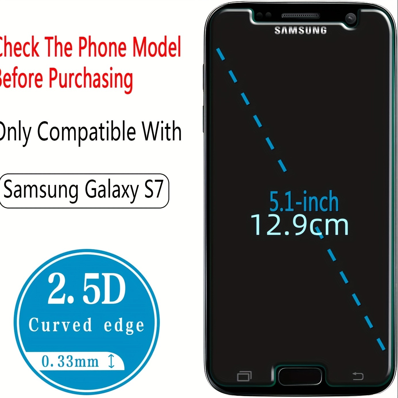 Galaxy S7 Tempered Glass Screen Protector, 3-pack - Scratch Resistant Shield Film For G930f