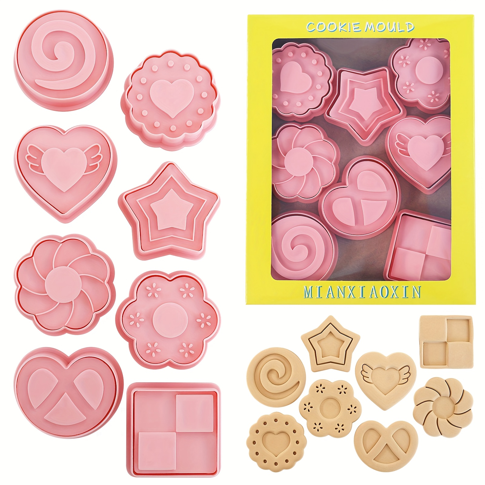 8pcs Cute Jam Cookie Cutters Flower,star Shape Cookie Molds Cartoon Fun Biscuit Moulds()