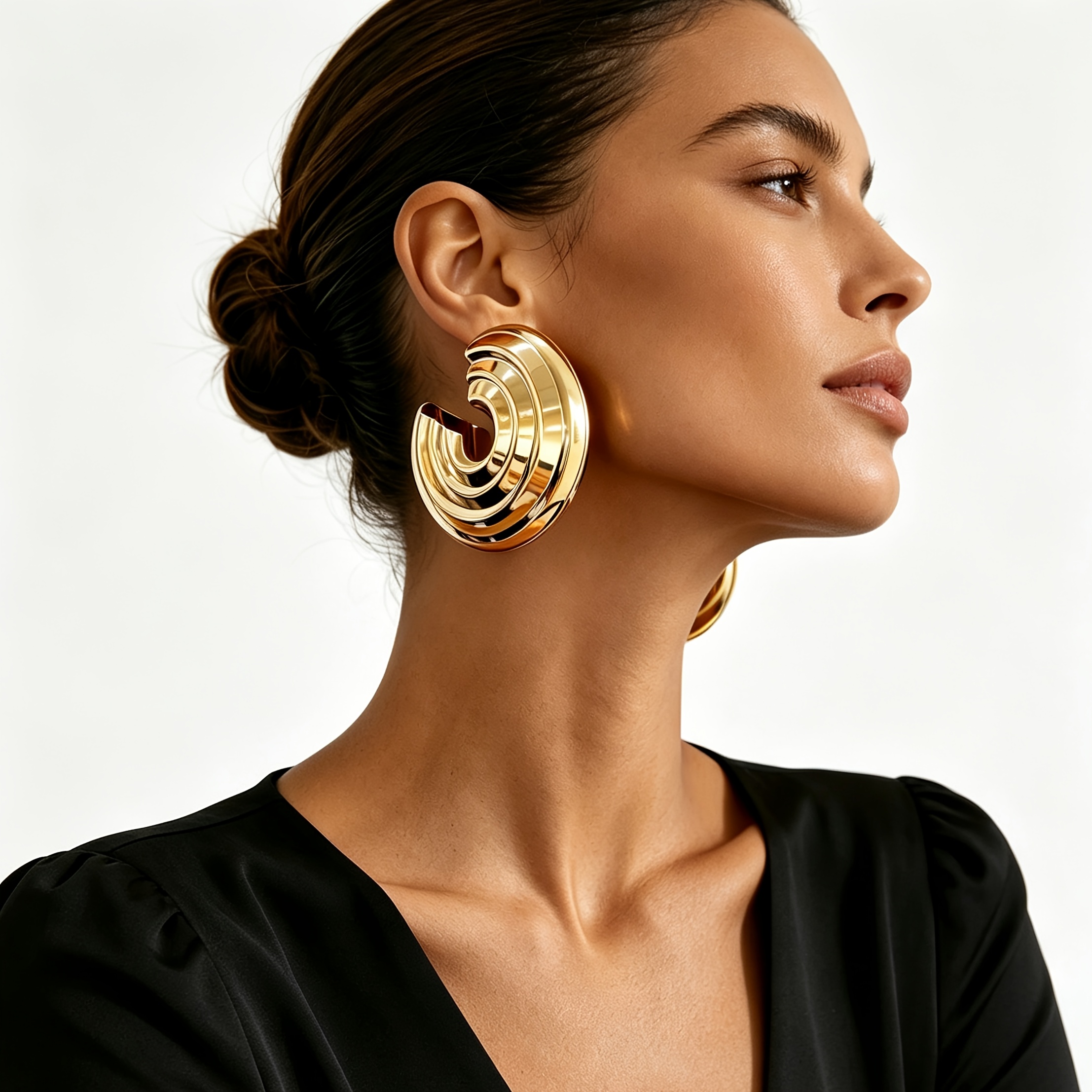 Women's 3D Geometric Circular Imitation Vortex Spiral Hoop Earrings
