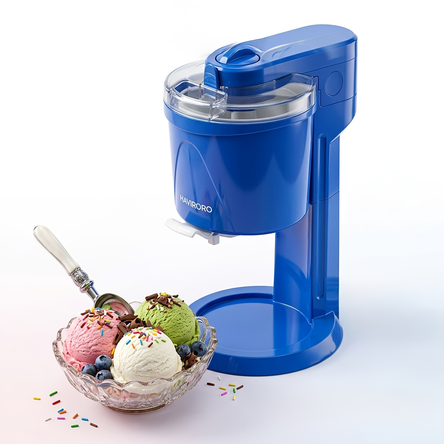 TEMU Ice Cream Maker Machine 1qt, For Homemade Gelato, , Yoghurt Maker In 10 Minutes, Detachable Bowl & Mixing Paddle For Home Bar Cafe (blue)[comes With Stickers]