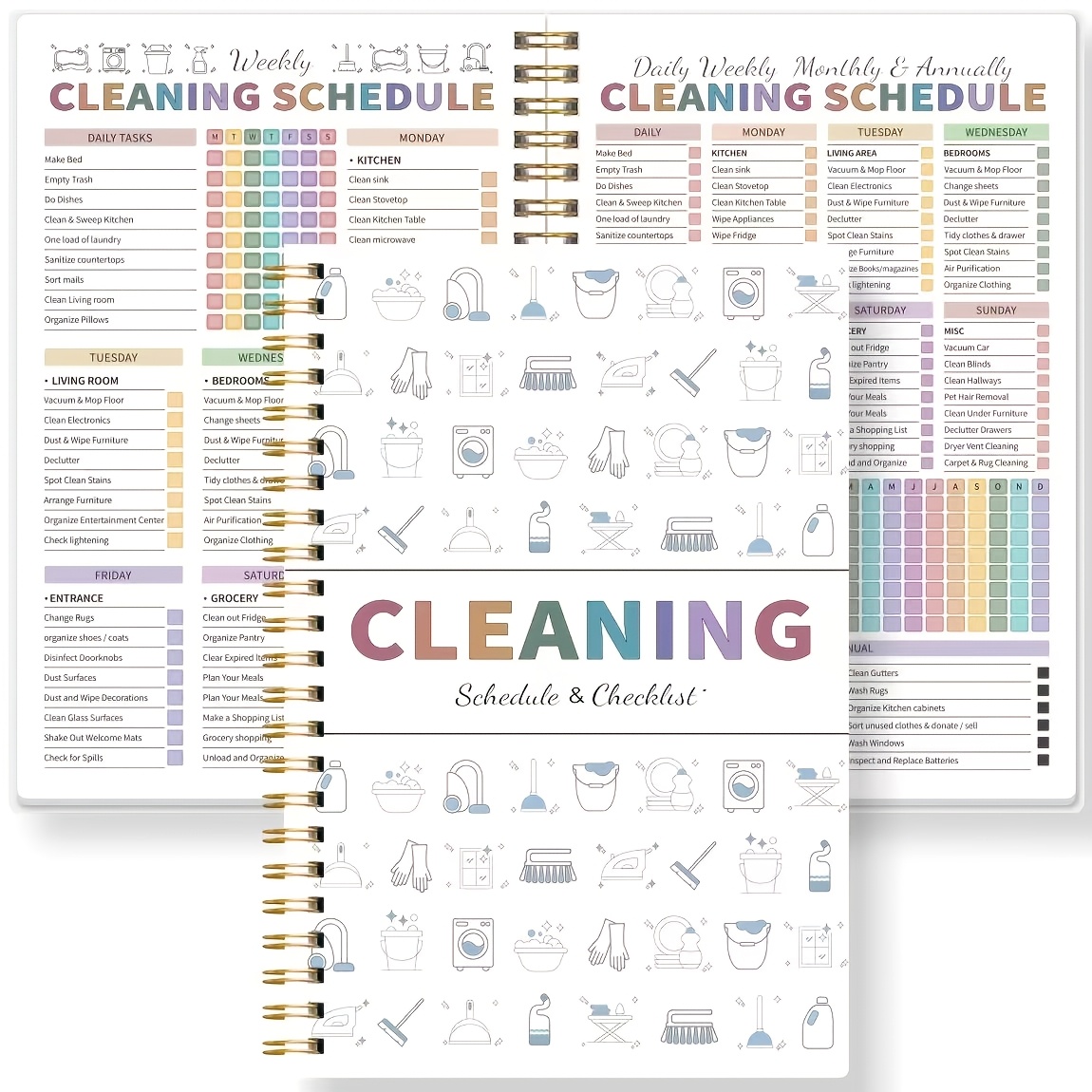 adhd clea  ner spiral bound   clea  schedule daily weekly monthly yearly ner clea  task list productivity   and clea  record for home  