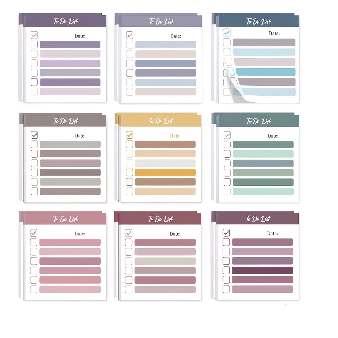 TEMU A Set Of 9 Sticky Note Pads In Morandi Hues, Featuring A Palette Ideal For Use In Offices, Schools, And Homes, Making It An Excellent Gift For