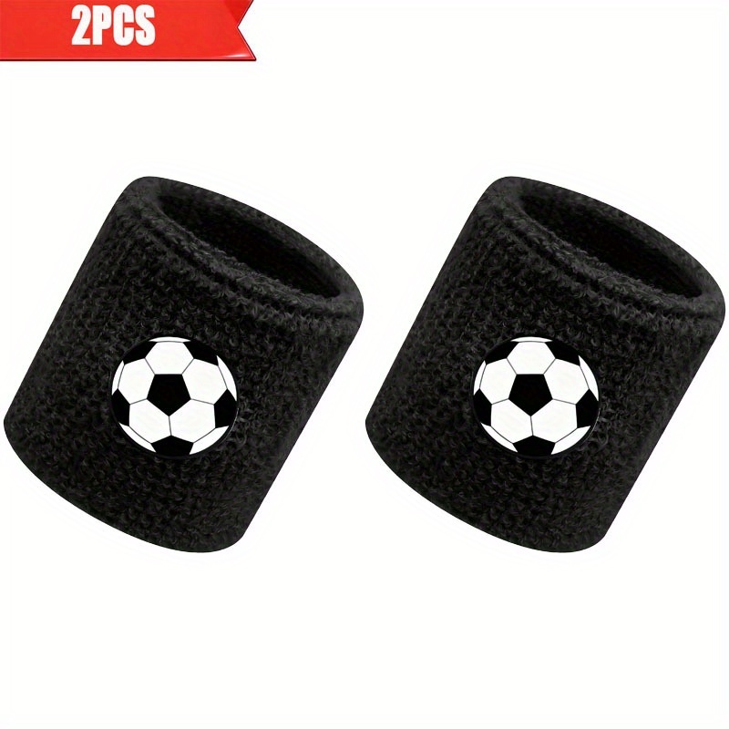 TEMU 2-pack Basketball Soccer Pattern Sports Wristbands, High-elastic Breathable Comfortable Unisex Fitness Wrist Support