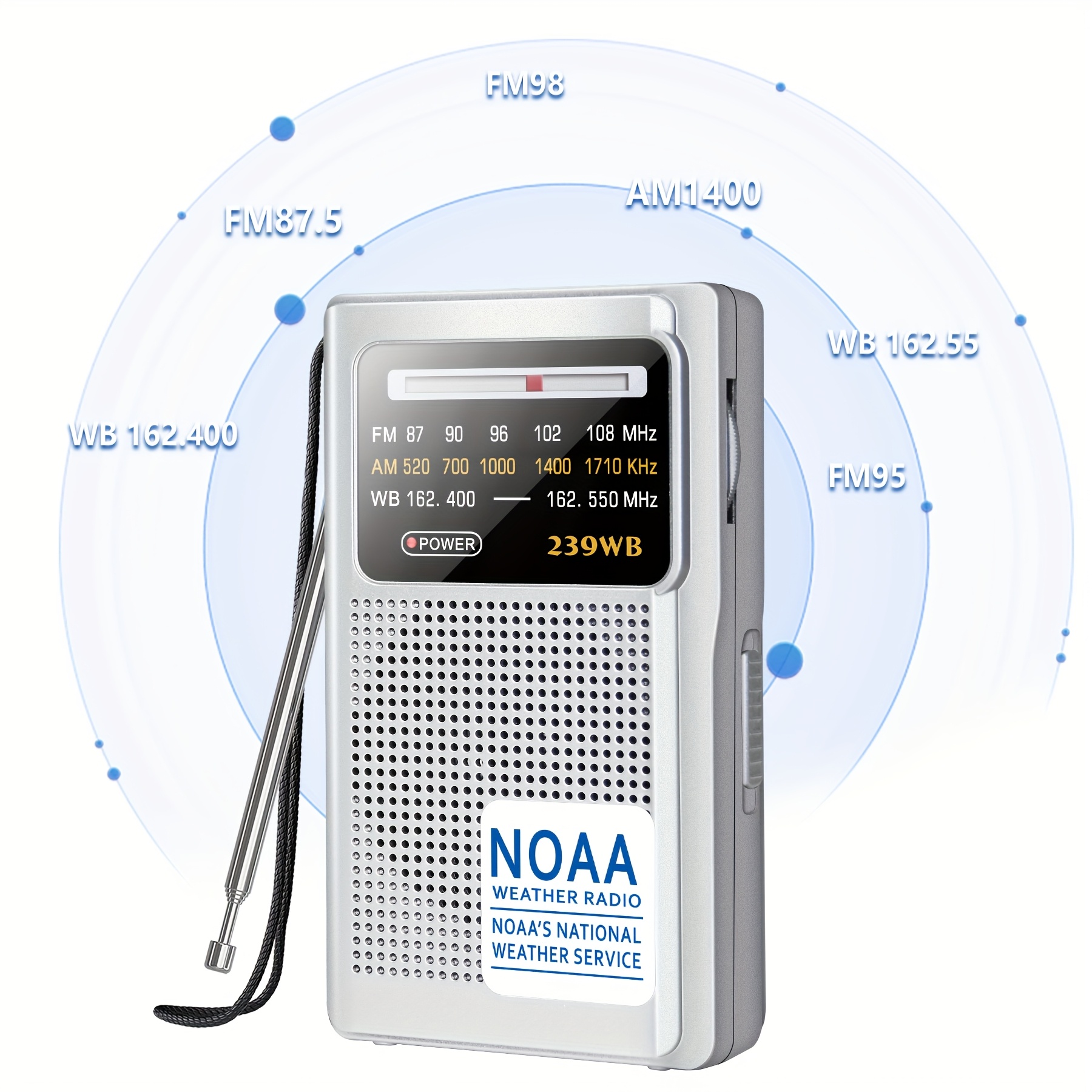 TEMU Weather Radio, Am Fm Battery Operated By 2 Aa Transistor Radio With Best Reception, Stereo Earphone Jack, For Emergency, Hurricane, Running,