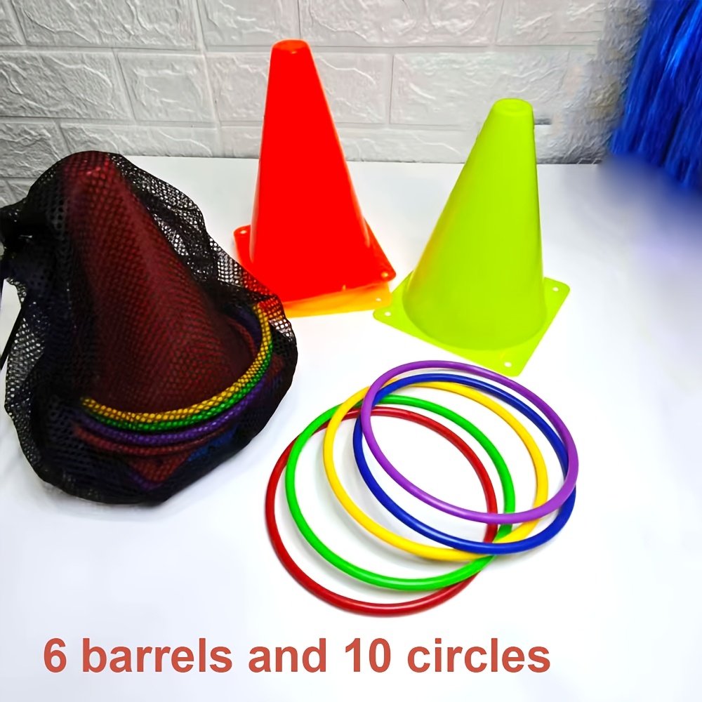 Image of 1set Cream Tube With Circular Throwing Toys, Sports Sensory Training With Colored Logo Barrels, Outdoor Games, Cone Throwing