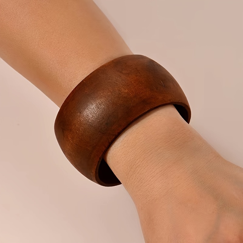 

Exaggerated Wooden Bangle Bracelet Vintage Bohemian Style Suitable For Women Summer Party Hand Decor