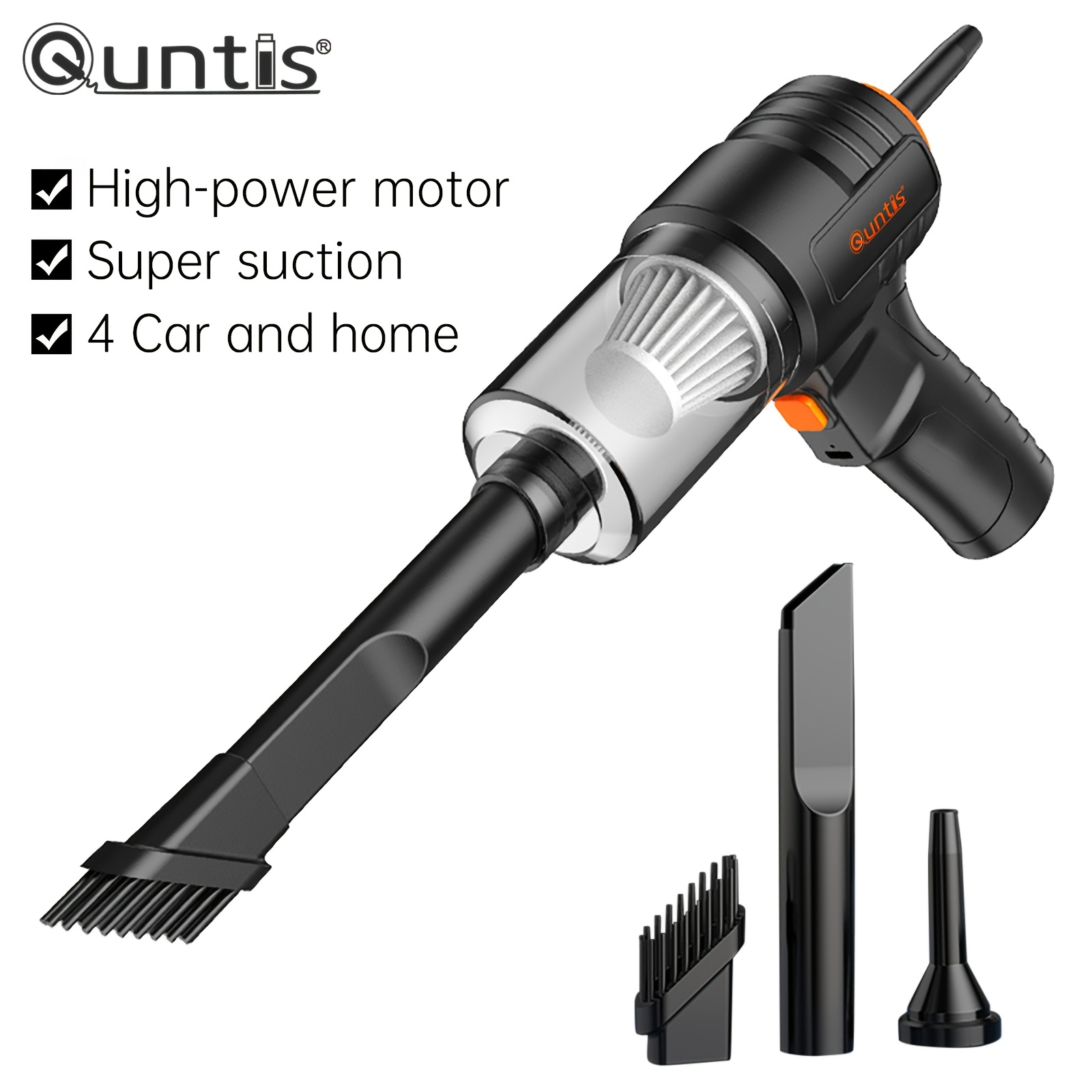 

1pc Quntis Portable Cordless Cleaner Cyclone Suction Wireless Vacuum Cleaner Rechargeable Strong Suction Vacuum Cleaner Suitable For Cars Offices Homes