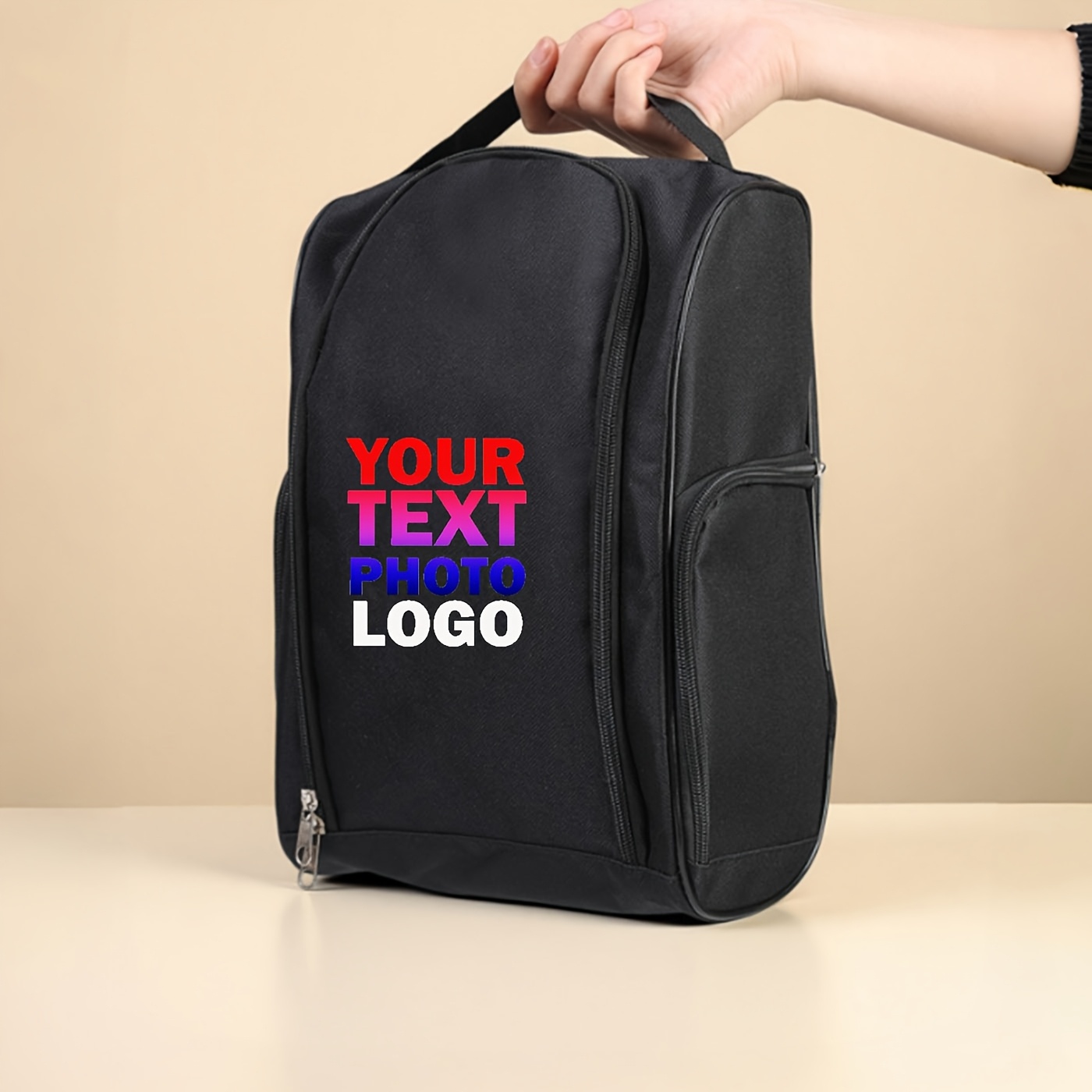 TEMU Customizable Picture/logo/name Golf Shoe Storage Bag, Large Capacity Oxford Cloth With Side Pockets, Sneaker Bag For Travel