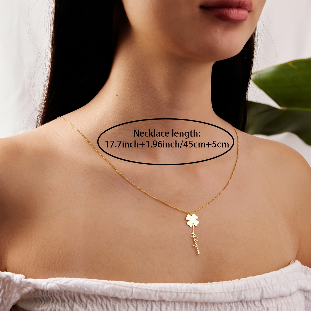 Personalized Birth Flower Pendant Necklace, 18K Gold-Plated