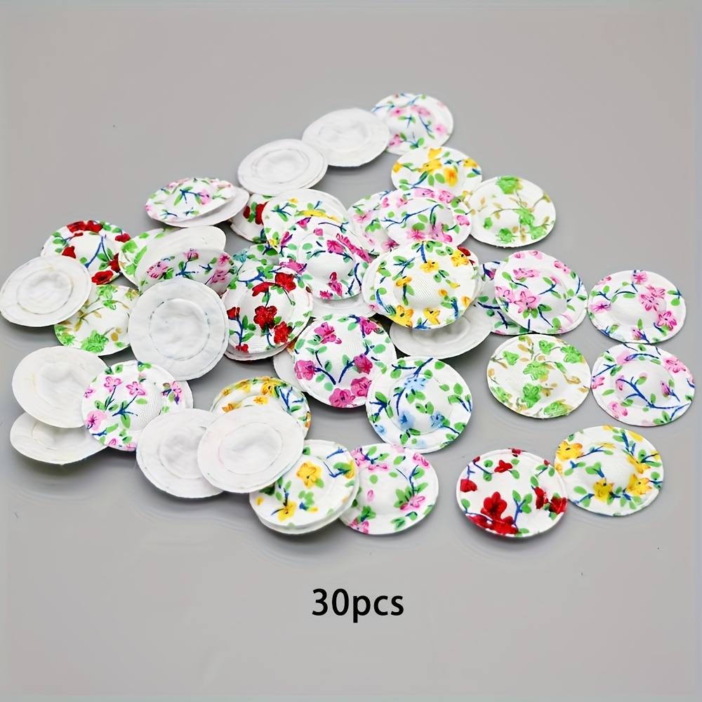 E-shop 30 Stück Mini Süße Stoff Kleine Hüte Blumenmuster Dekorative Kleine Hüte Bastel Zubehör