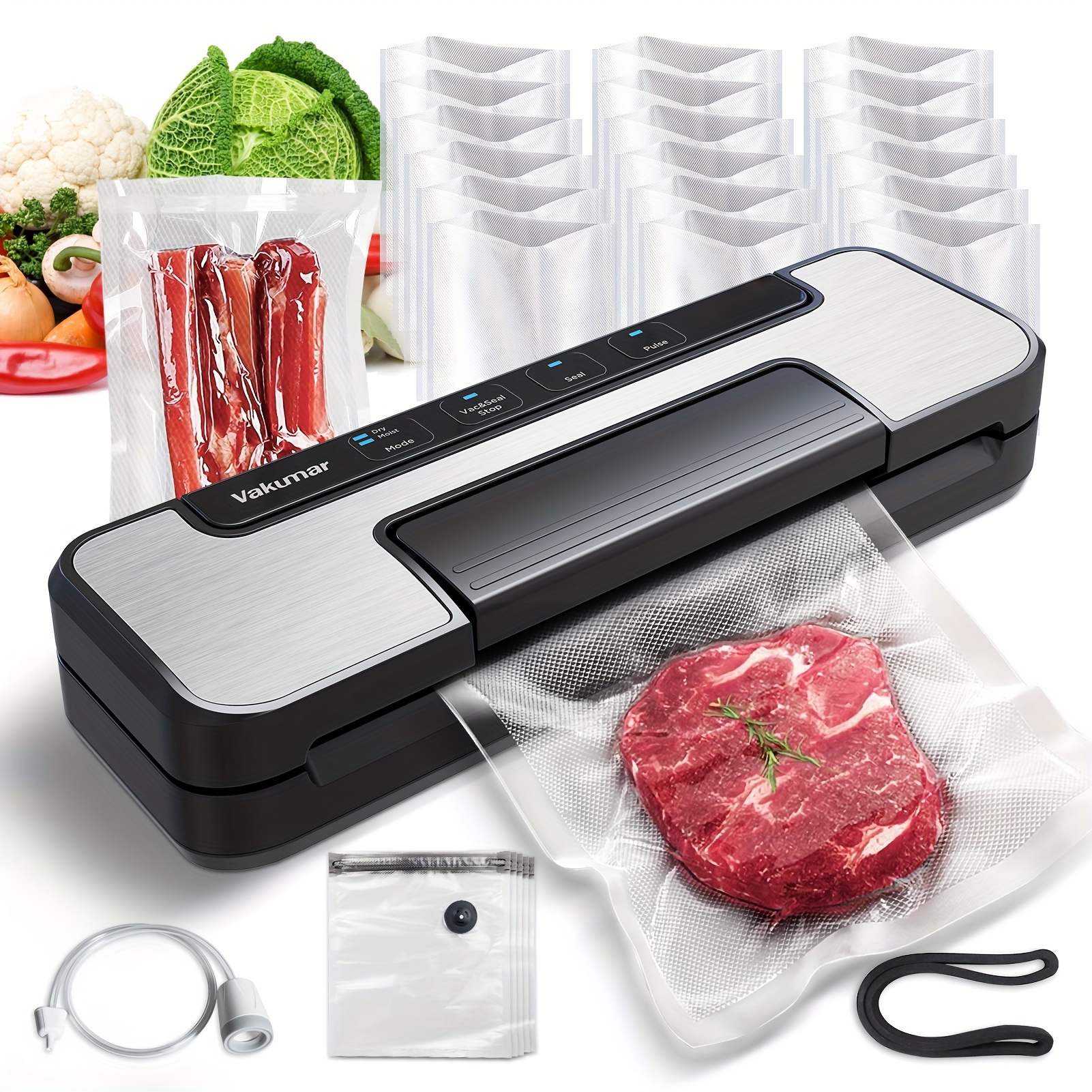 

Set, Vacuum Sealer Machine, 80kpa Food Vacuum Sealer Machine With , Dry,/moist, Pulse Mode, Handle Locked Design, Led Indicator Light & Cutter, 12mm Widened Heating Strip