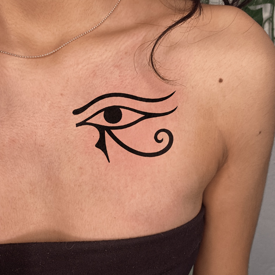 TEMU Autocollant de tatouage Symbole Œil d'Horus - Une aura mystérieuse et vintage. Avec des épurées qui dessinent égyptien emblématique, est simple