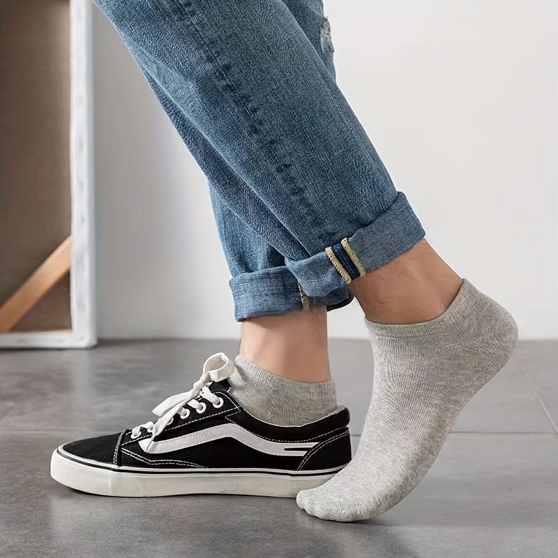 5pairs Spring And Summer Men's Versatile Sports Ankle Socks, Spring And Autumn Simple Breathable Short Socks, Autumn And Winter Outdoor Versatile Unisex Invisible Socks