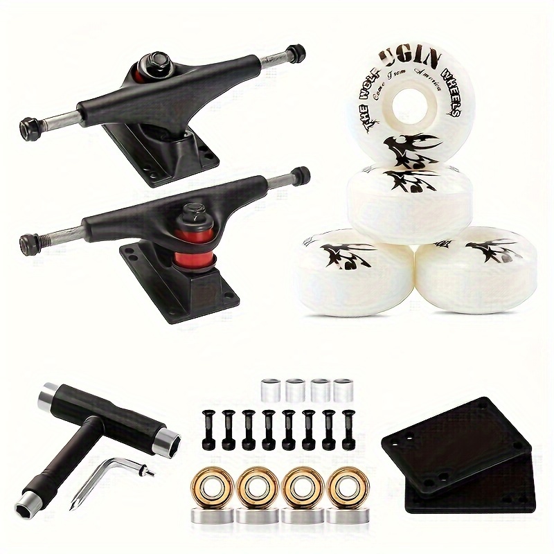 

Professional Skateboard Trucks & Wheels Set - 52x30mm, Multi-surface Compatible, Carbon Steel Bearings, Black - Ideal For All , Skateboard Tools