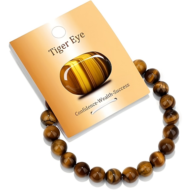 TEMU 1pc Handcrafted Genuine Eye Stone Natural Stone Braided Wristband – Bohemian Elastic Stretch Bead, Unisex Stone, Wealth And For Wear, Perfect