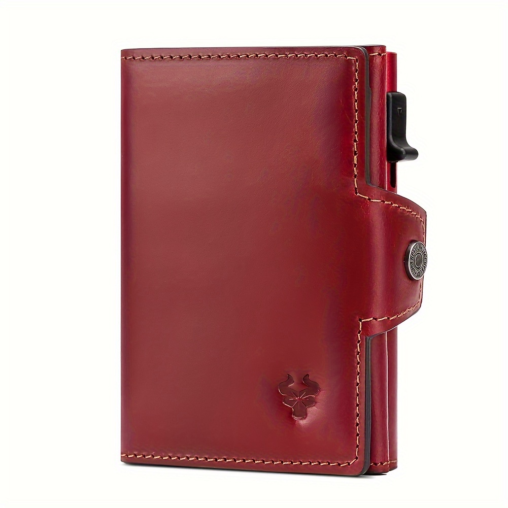 women's rfid blocking wallet vintage red genuine Temu Saudi Arabia