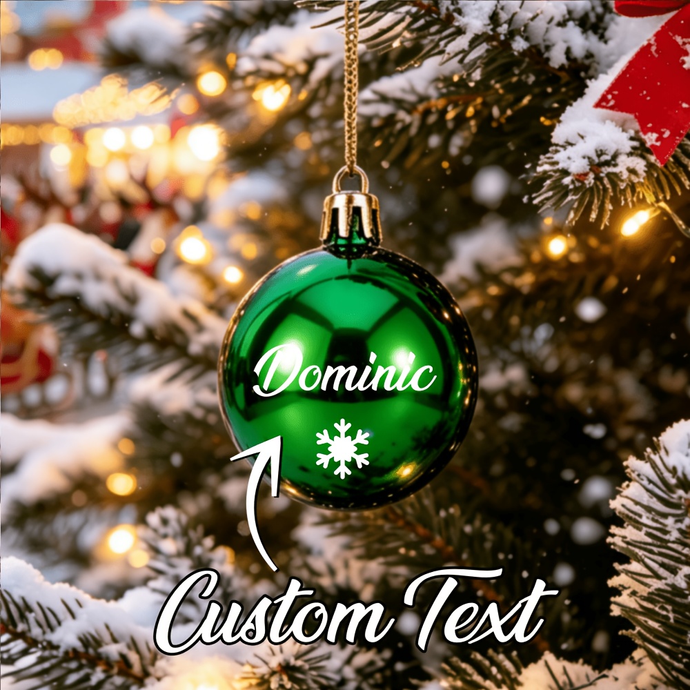 TEMU 1pc Custom Christmas Ornament, Personalized Christmas Gift, Family Christmas Decorative Ball With Snowflakes, Custom Name Christmas Decorative