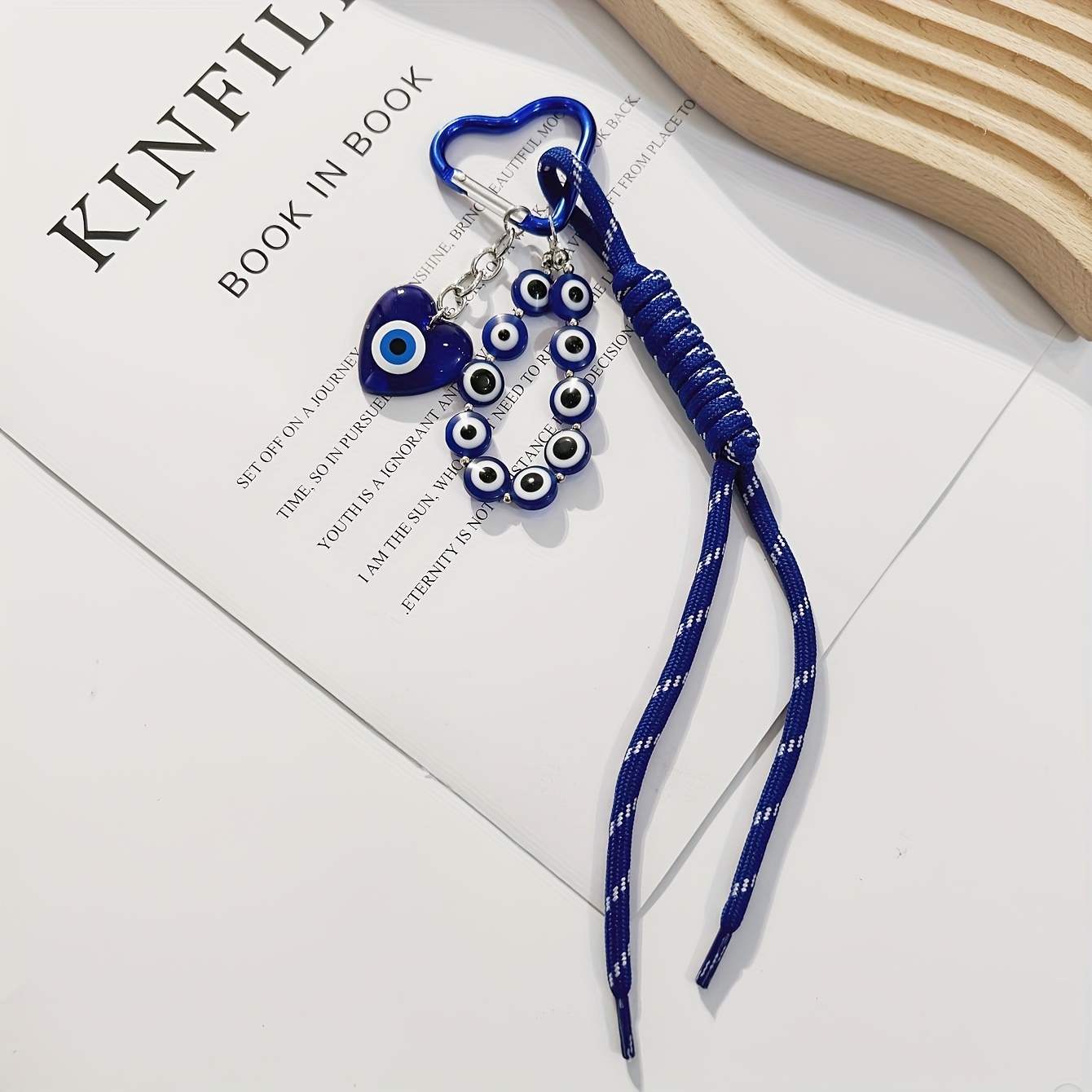 Image of 1pc Women's Key Ring, Keychain, Creative Braided Beaded Evil Eye Pendant, Suitable For Bags, Key Holder, Couple's Charm